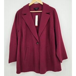 NWT $319 Talbots Double-Faced 90% Wool Blazer Coat Woman Plus 14W Raspberry Pink